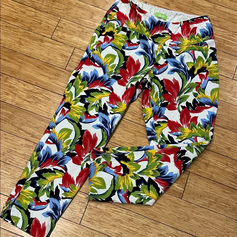 Vibrant Floral Straight-Leg Pants - Multicolor